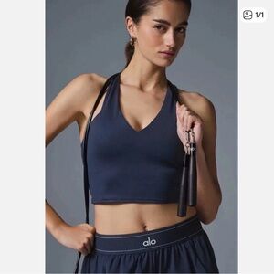 ALO Yoga Women's Navy Sports Bra and leggings set